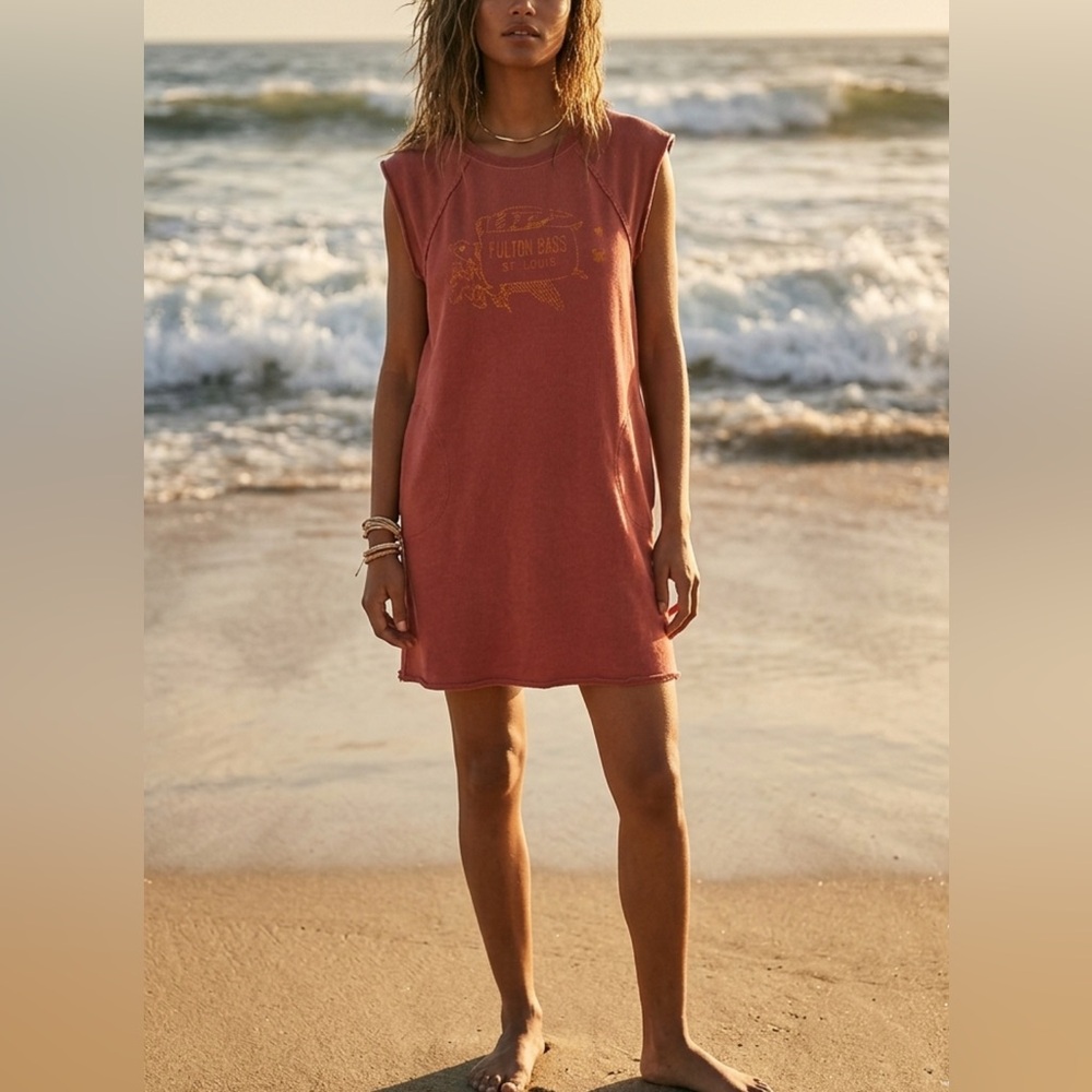 We The Free Rust Pink Graphic Muscle Tee Dress